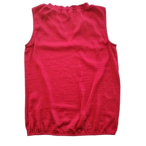 41 Hawthrone Sz M Red Ruffle Tie Keyhole Neck Blouson Top Satin-Silky Poly Women - Picture 11 of 11